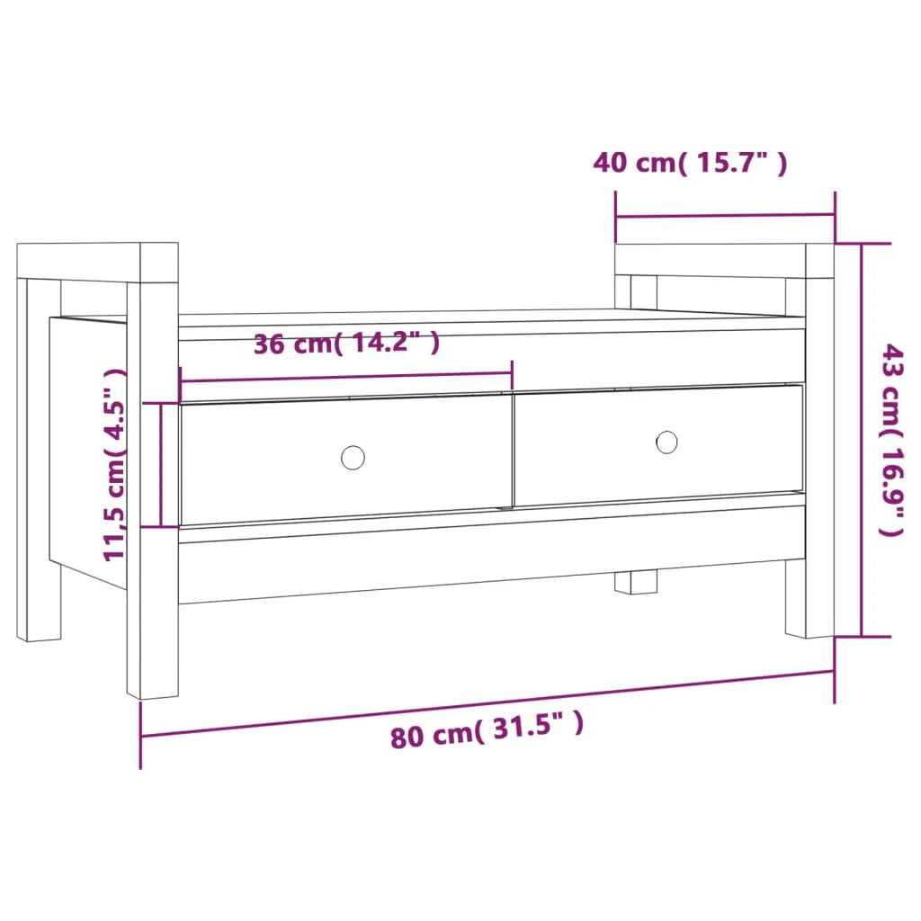Panca da ingresso 80 x 40 x 43 cm in legno massello di pino 02_0010944
