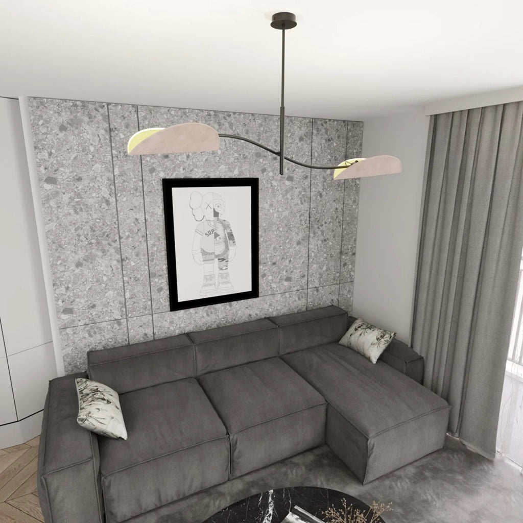 Plafoniera Moderna Ares Acciaio Nero Grigio 2 Luci E14 Ip20