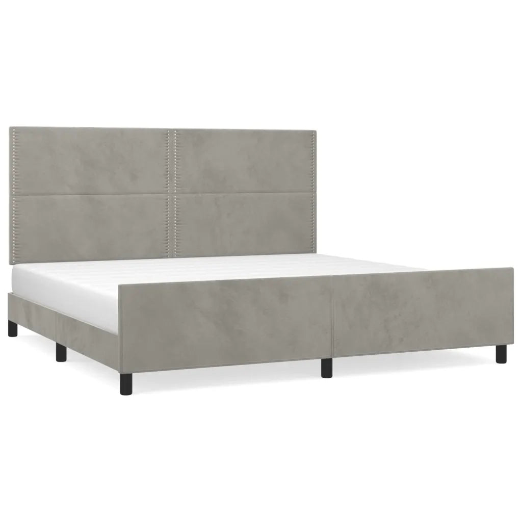 Giroletto senza Materasso Grigio Chiaro 200x200 cm Velluto