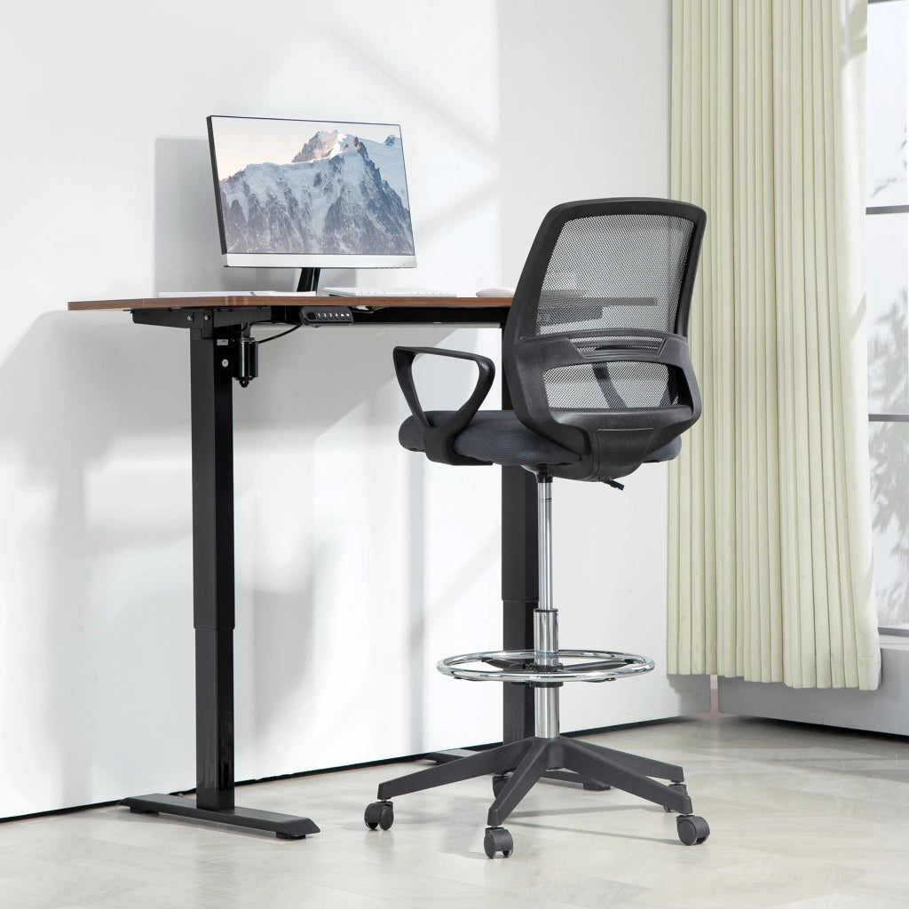 Sedia da Ufficio Ergonomica ¨C Xylo ¨C Schienale in Rete, Braccioli, Poggiapiedi Regolabile, Grigio