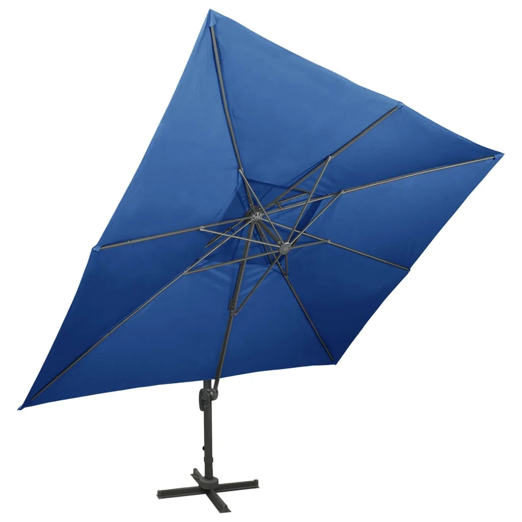Ombrellone a Sbalzo con Doppia Copertura-Ombrello da giardino 400x300 cm Azzurro