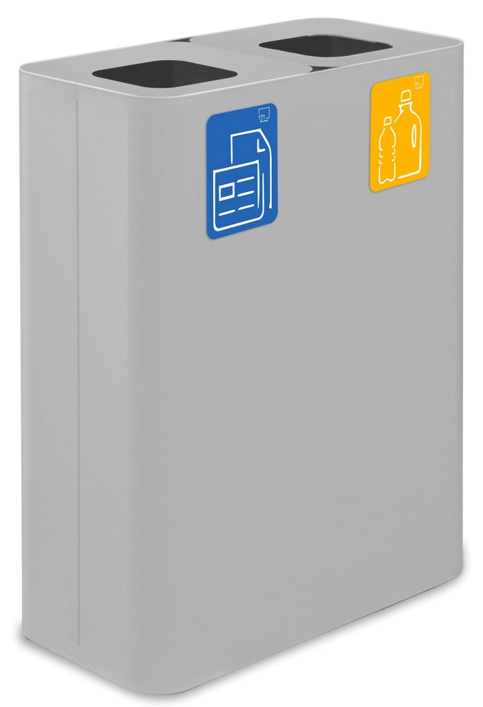 Pattumiera Sistema di Raccolta Rifiuti 60x30xh80 cm In Acciaio Verniciato Doppio Scomparto Bianco