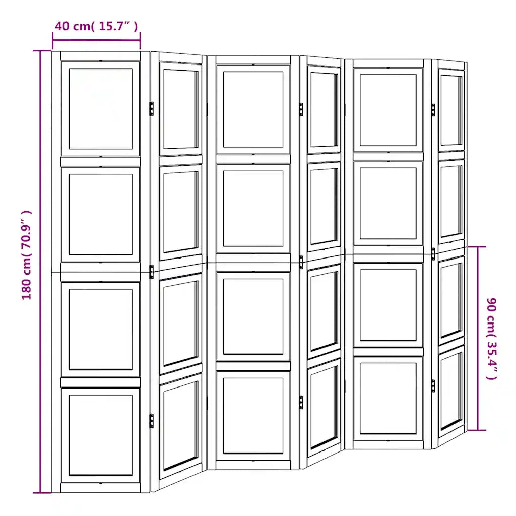 Divisorio Ambienti | Divider per stanze | Paravento 6Pannelli Bianco Legno Massello di Paulownia