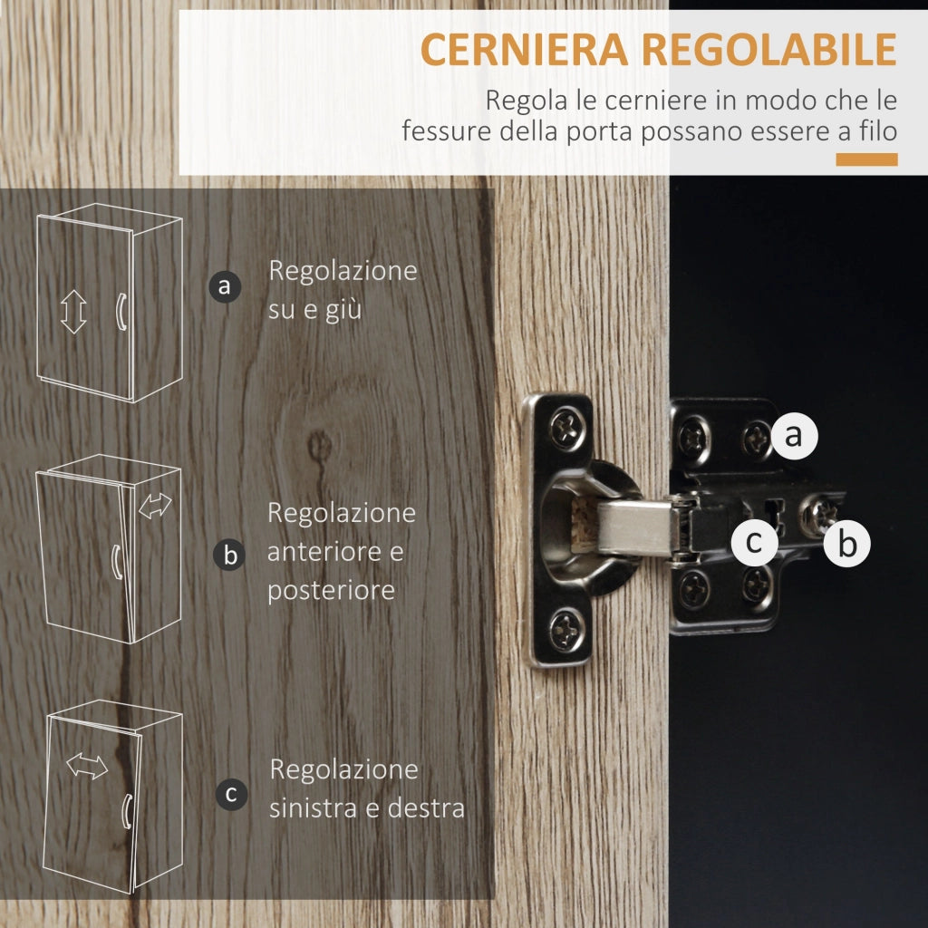 Mobiletto Ausiliario da Cucina Multiuso in Legno con Ruote 80x39x86.5 cm