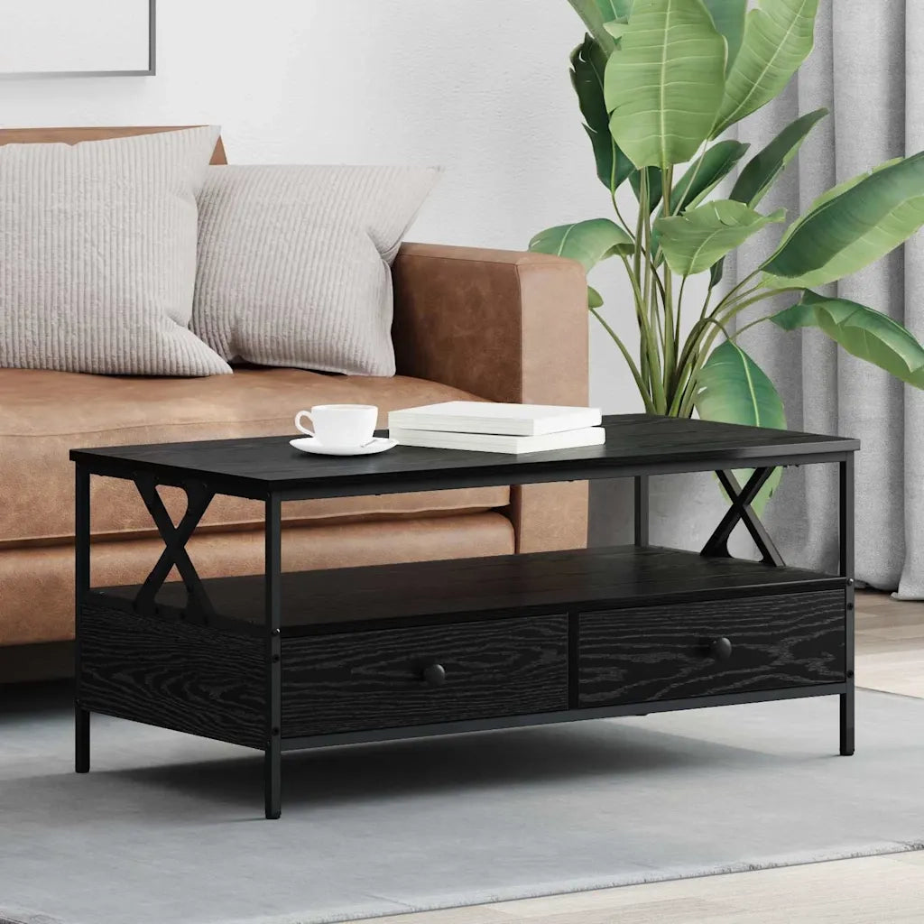 vidaXL Tavolino da salotto with Drawer Rovere nero 100 x 51 x 45 cm