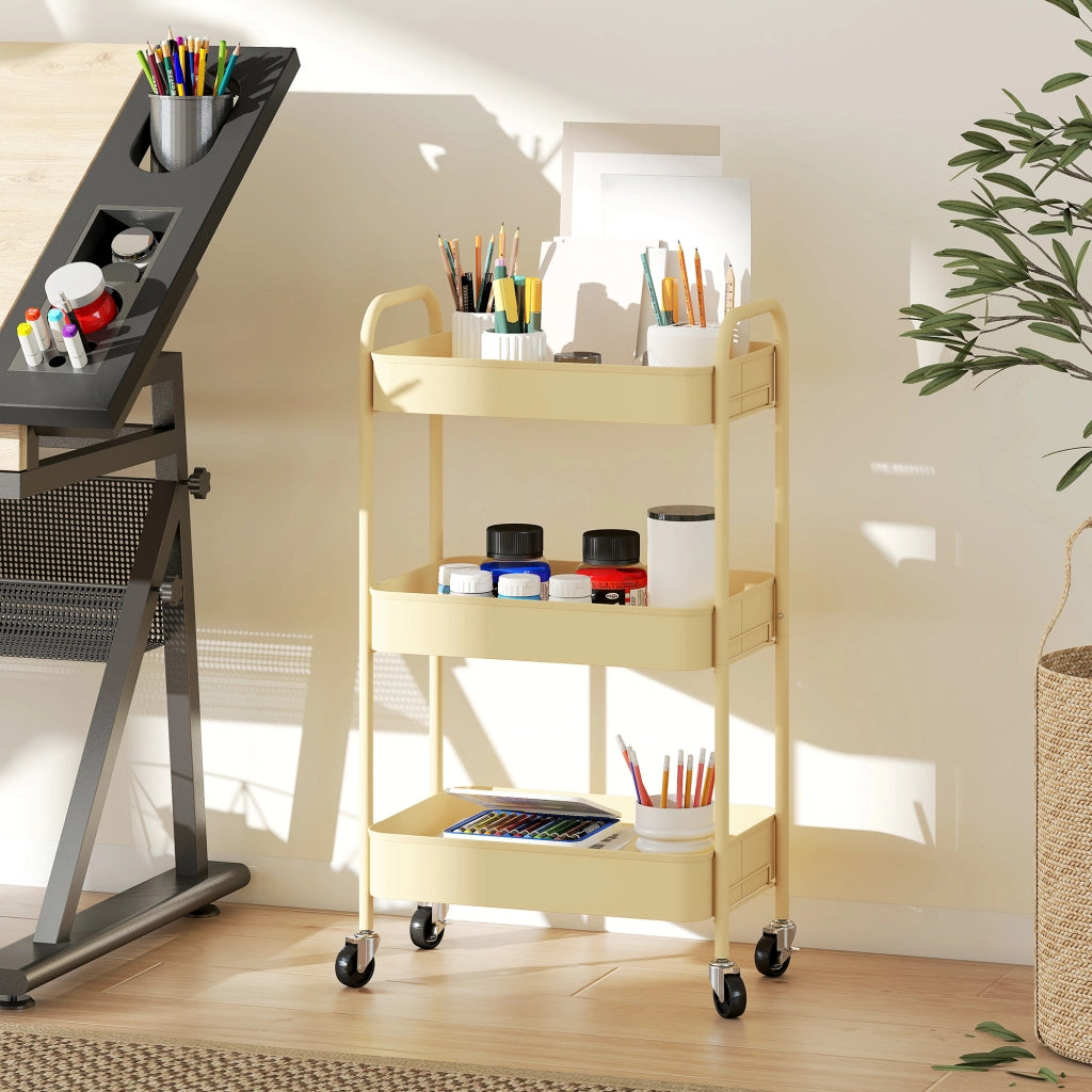 Carrello Portautensili da Cucina 3 Livelli ¨C zephmum ¨C 45x30.6x79 cm Giallo