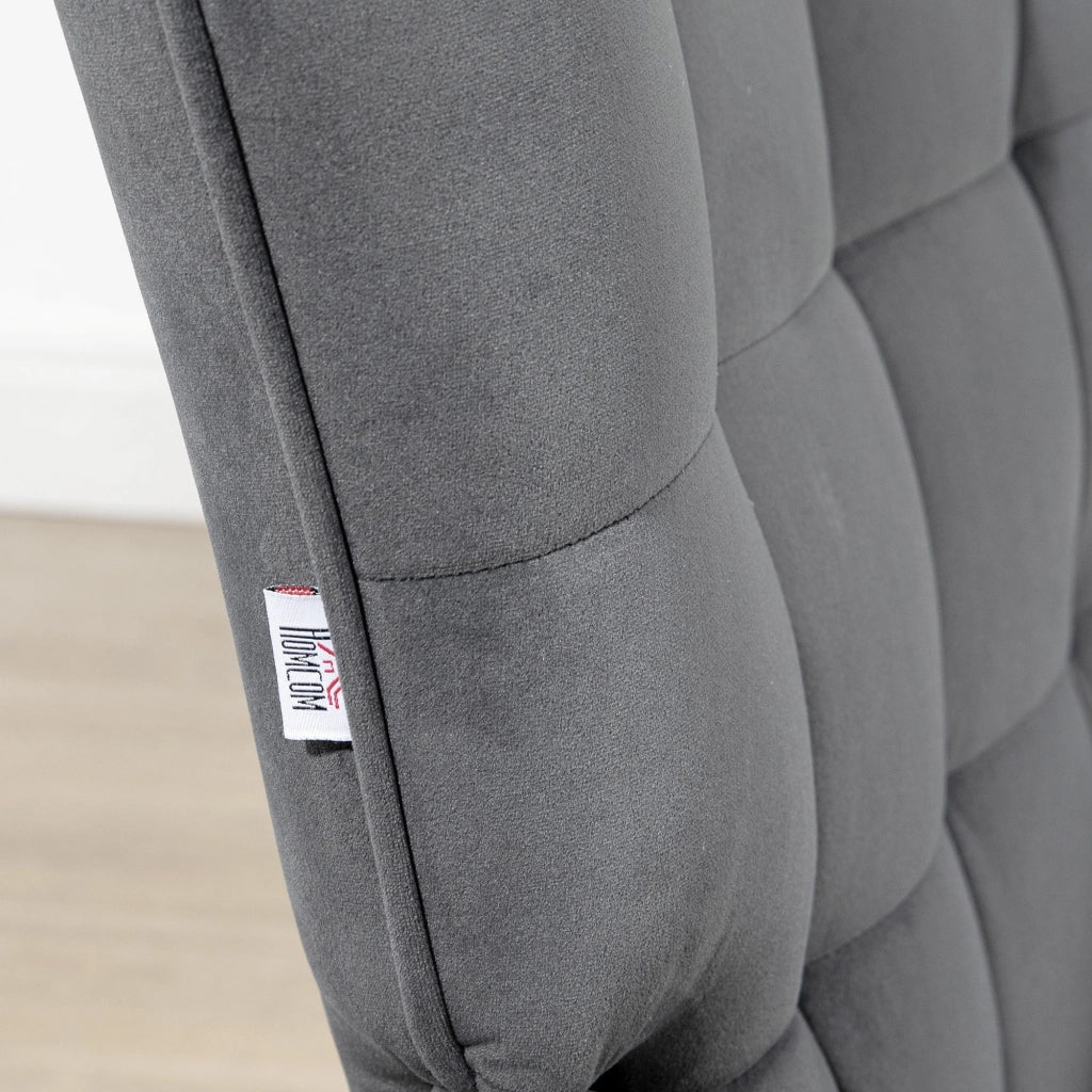 Poltrona D'Arredo Imbottita  con Braccioli e Poggiapiedi Integrato in Tessuto Effetto Velluto Grigio Scuro
