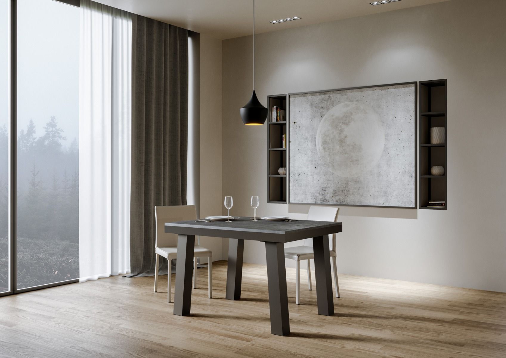 Tavolo Allungabile 120-380x90x77 cm Bridge Evolution Cemento