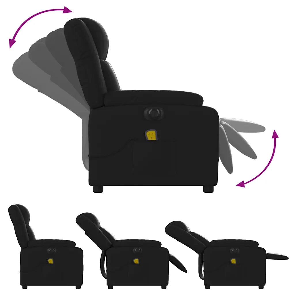 Poltrona Massaggiante | Sedia Relax Reclinabile Elettrica Nera in Similpelle