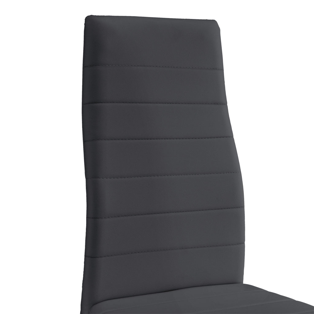 Set da Sala da Pranzo Tavolo con 4 Sedie Gambe in Acciaio Rivestimento in Similpelle - Nero / Grigio Scuro [en.casa]