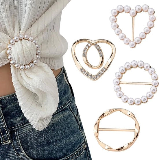 4 pezzi Clip per Maglione a T in Oro - Clip per Abbigliamento - Clip per Bottone - Disegno di Taglio - Oro L