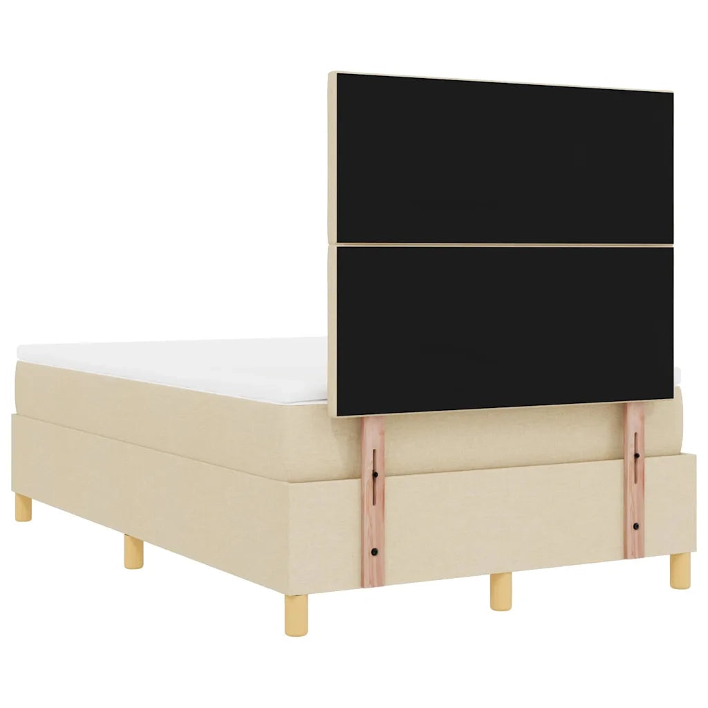 Letto a molle con materasso Crema 120 x 190 cm Tessuto 3339684