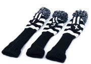 Set di Protezioni per Mazze da Golf 3 pezzi - Adatto per Driver (460cc) - Fairway - Tela Tessuta - Nero/Bianco - Protezione contro le Scalfitture - Protezioni per la Testa delle Mazze
