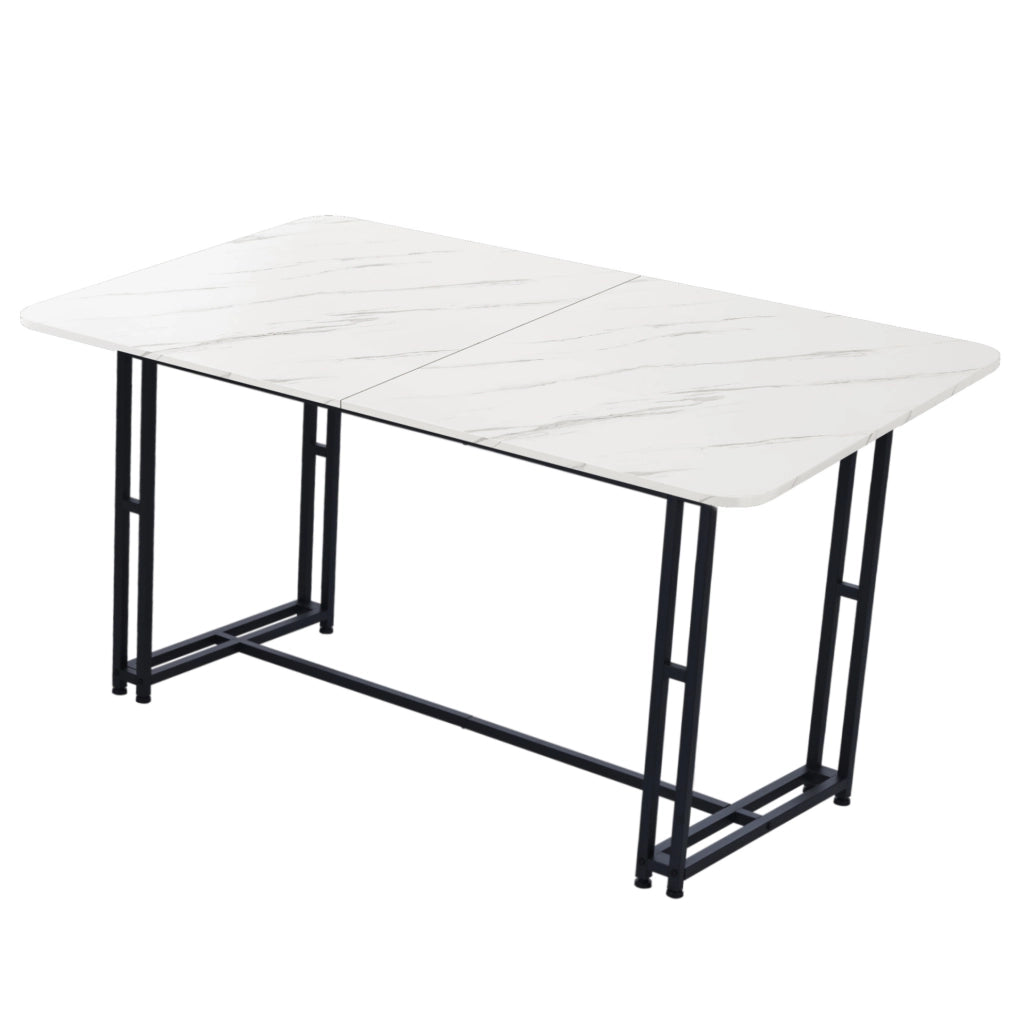 Tavolo da pranzo moderno 140 cm in MDF con gambe in metallo nero; bianco