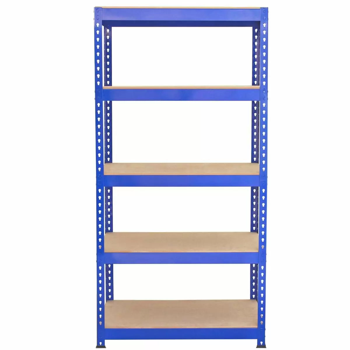 Set 3 Scaffali ad Incastro con Banco da lavoro da 120 cm Piani in MDF Struttura in Acciaio Blu