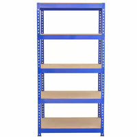 Set 3 Scaffali ad Incastro con Banco da lavoro da 120 cm Piani in MDF Struttura in Acciaio Blu