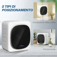 Asciugatrice ad Aria Carico 4kg con Timer e Programma Smart, in Acciaio Inox e ABS, 48x40x56 cm, Bianco
