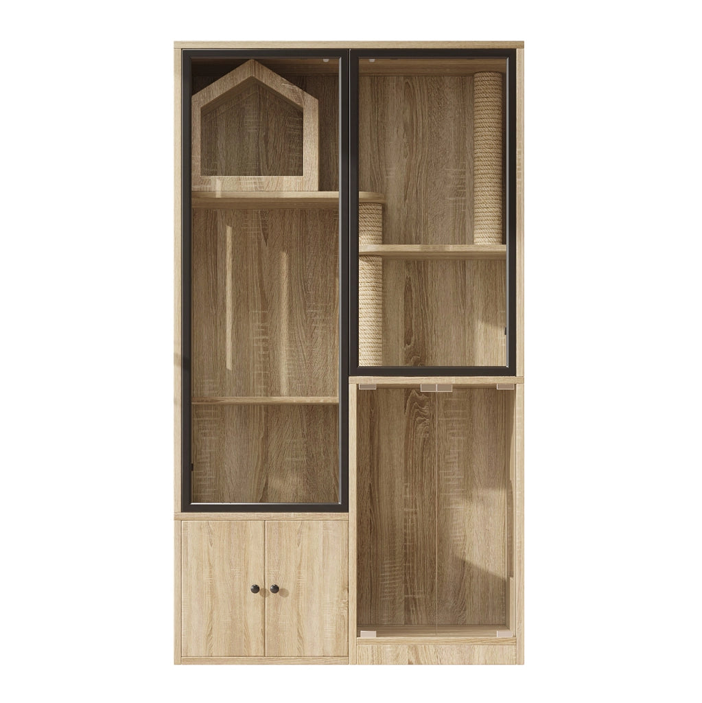 Mobile per gatti in MDF e vetro temperato 90 x 50 x 160 cm