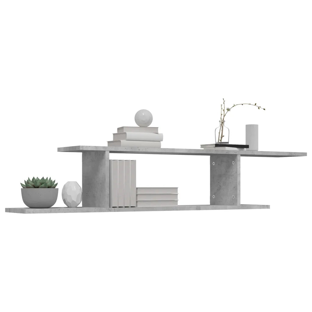 Scaffale TV Parete Grigio Cemento 125x18x23cm Legno Multistrato 806993