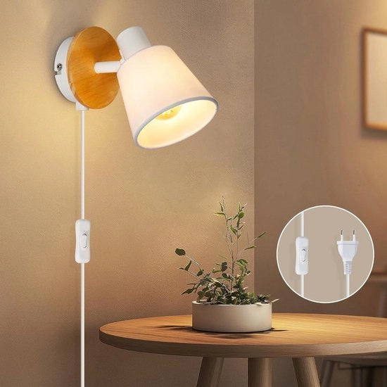 Lampada da Parete con Cavo - Lampada da Parete con Presa per Interno - con Interruttore Regolabile - Industriale e Vintage - Lampada da Letto per Camera da Letto