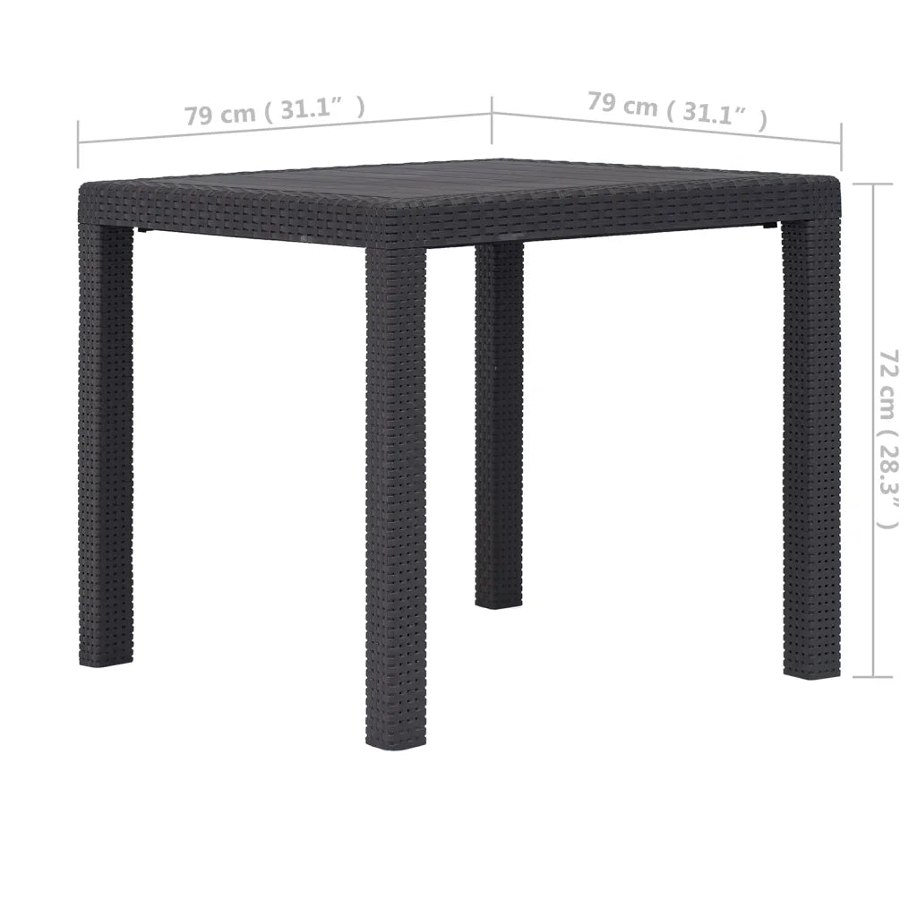 Tavolo da Giardino Marrone 79x79x72 cm in Plastica Stile Rattan 45603