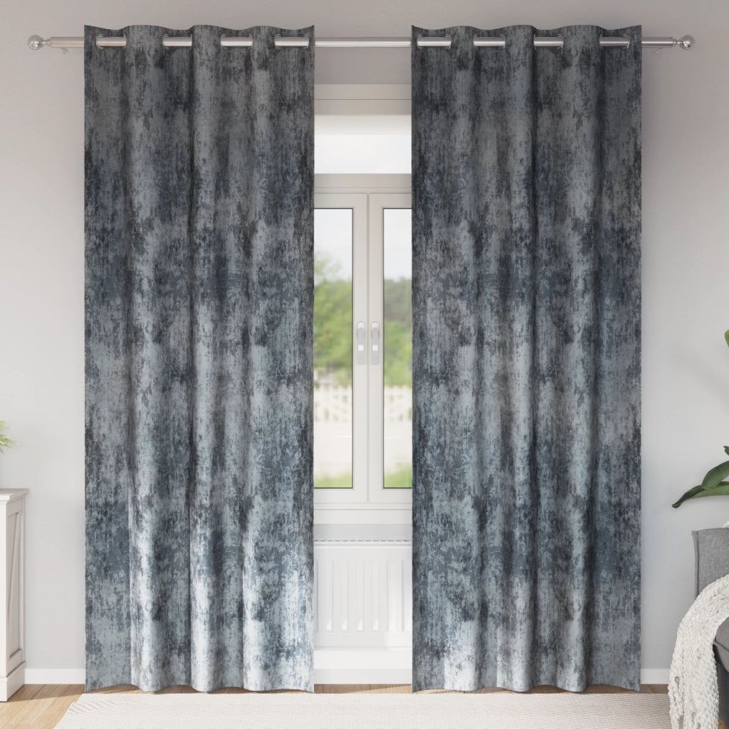 Tende in Velluto 2 pezzi con Occhielli Grigio Argento 225x140 cm