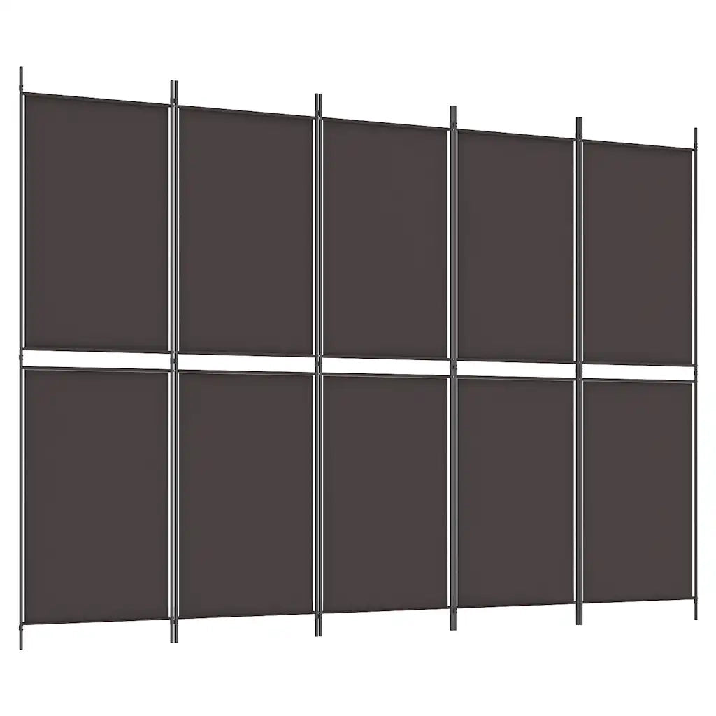 Divisorio a 5 Pannelli Marrone 250x180 cm in Tessuto 350219