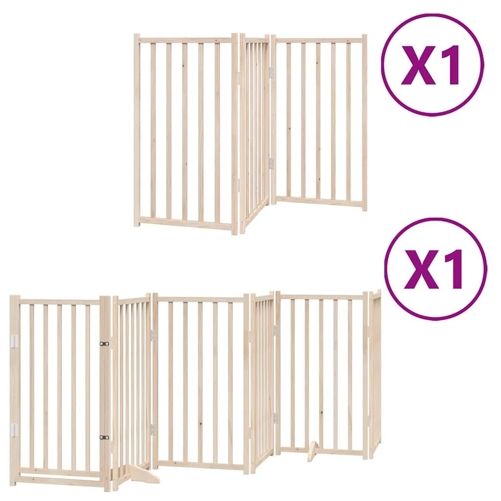 Cancelletto di sicurezza per cani con porta pieghevole 9 pannelli in legno di pioppo marrone 02_0023341