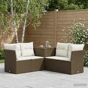 Set di divani 5 pz Marrone e Bianco Crema 3447836