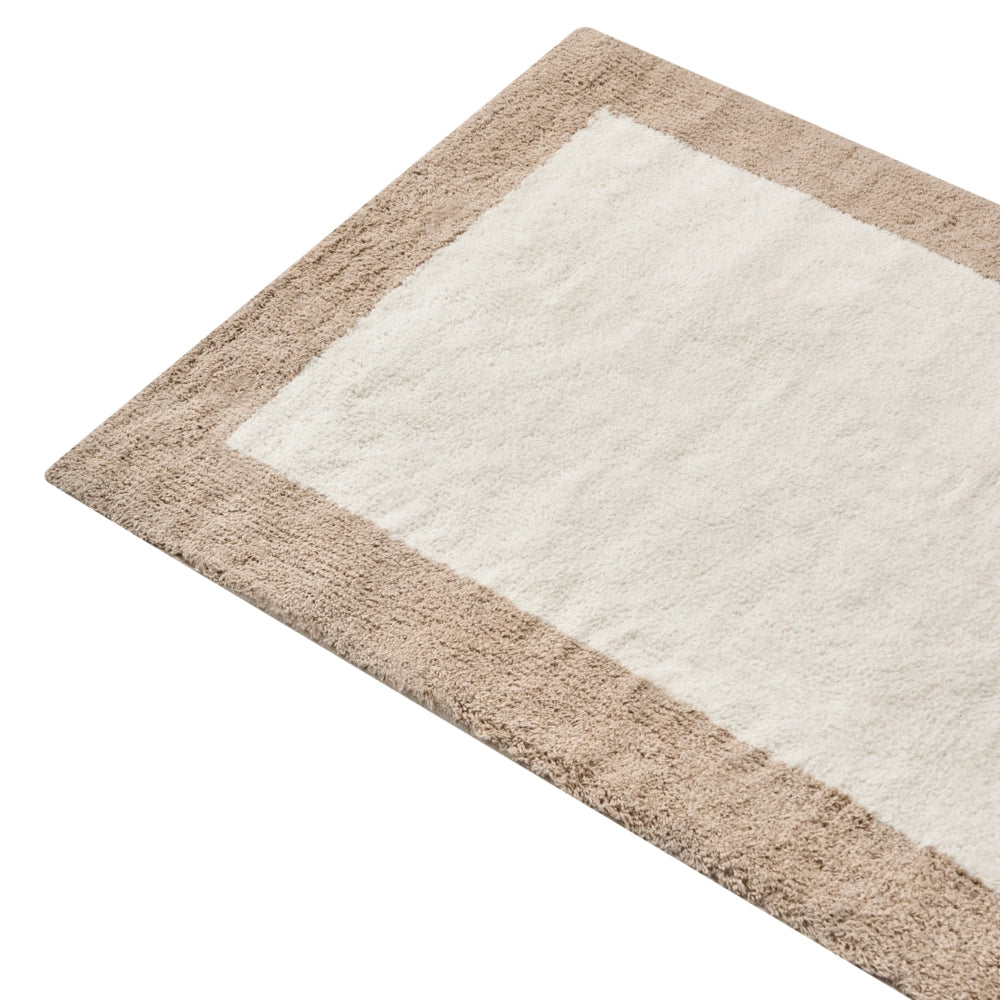 Tappeto da bagno moderno in cotone rettangolare 60 x 90 cm con motivo decorativo Accessori da bagno marrone e beige