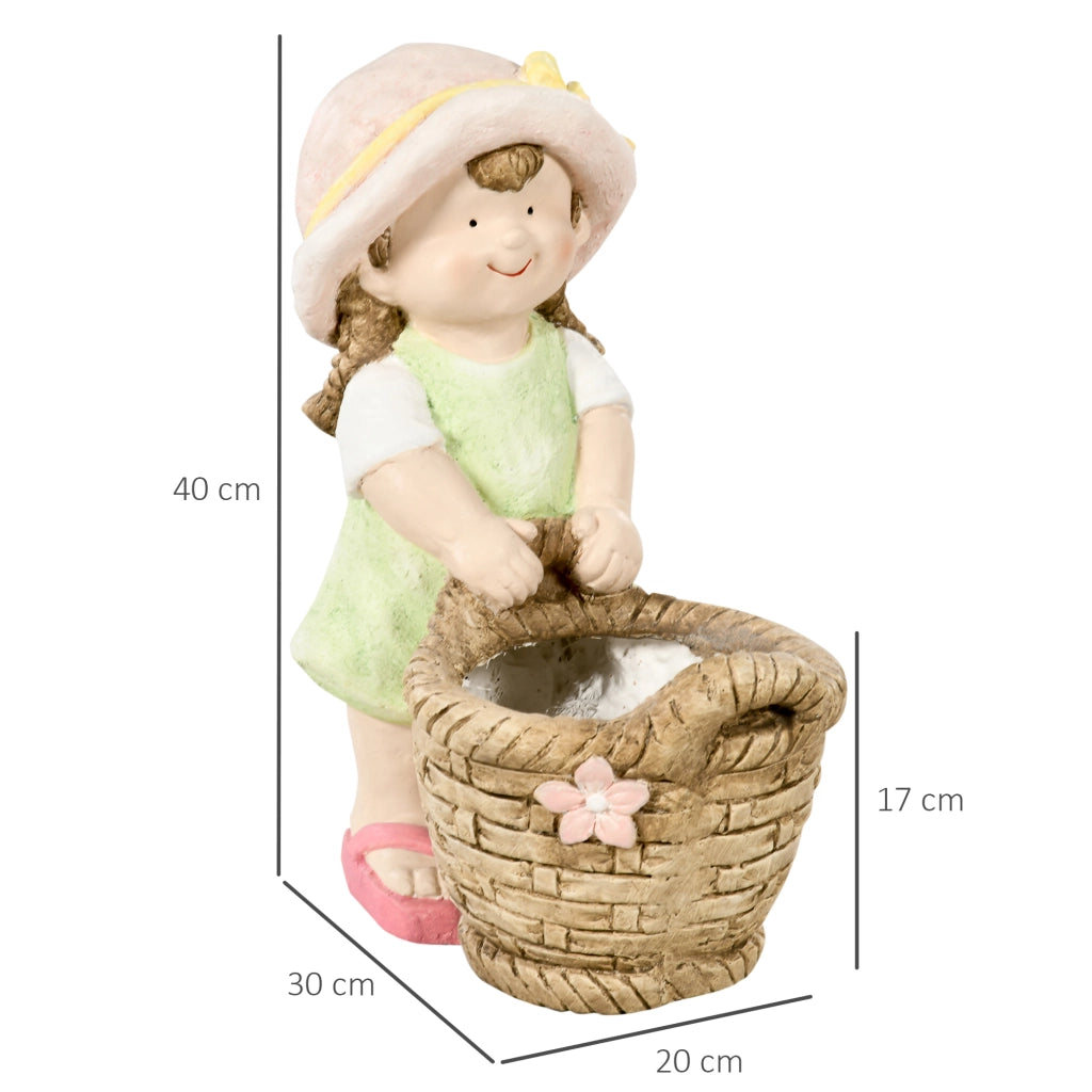 Figura da giardino M?dchen mit Blumenkorb ¨C zephmum ¨C 20x30x40 cm