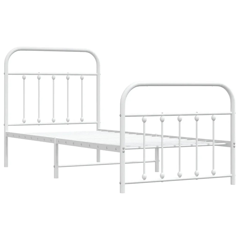 Giroletto con Testiera e Pediera Metallo Bianco 90x190 cmcod mxl 126877