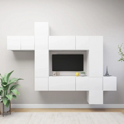 Set Mobili Porta TV 10 pz Bianco in Legno Multistrato 3078737