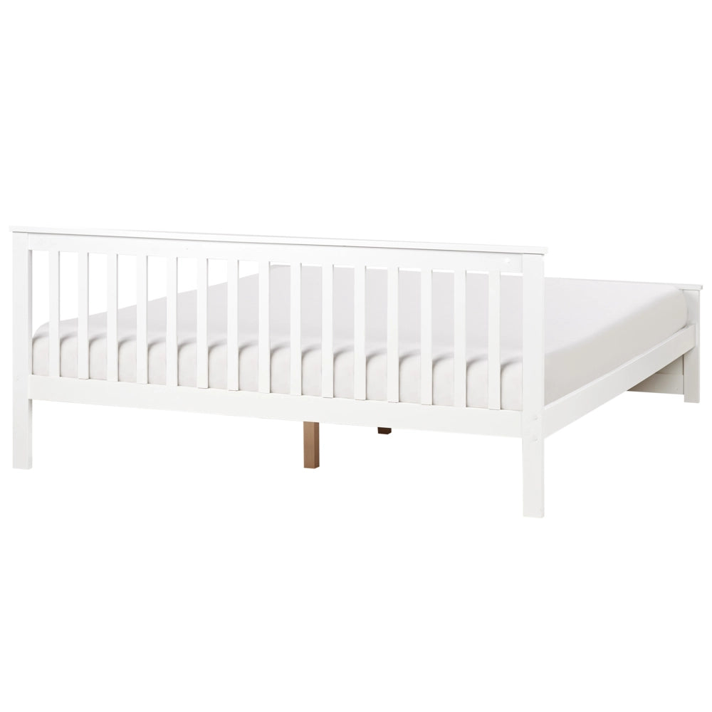 Letto in legno di pino bianco Dimensioni singole 90 x 200 Testiera a doghe minimalista