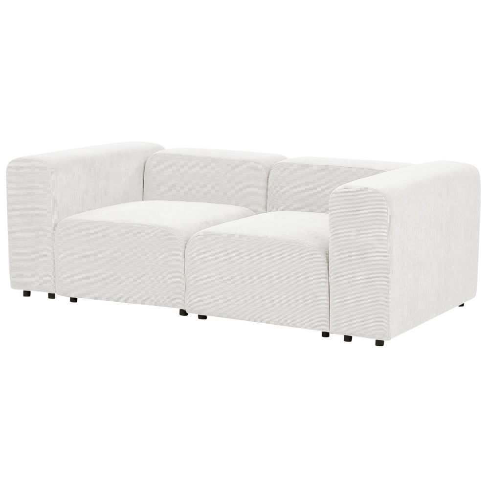 Divano componibile a 2 posti rivestito con velluto bianco stile moderno