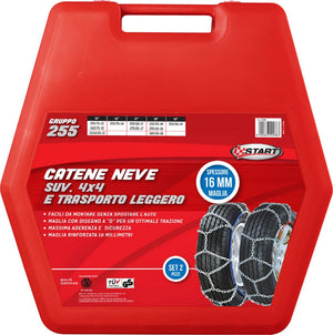 Set due pezzi catene da neve 16MM gruppo 255 per SUV 4x4 e trasporto leggero