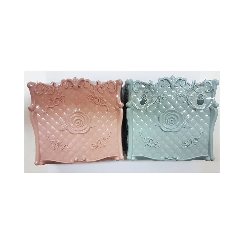 Trade Shop - Porta Spazzolino 2 Vaschette Spazzolini Dentifricio Con Ventosa Accessori Bagno -