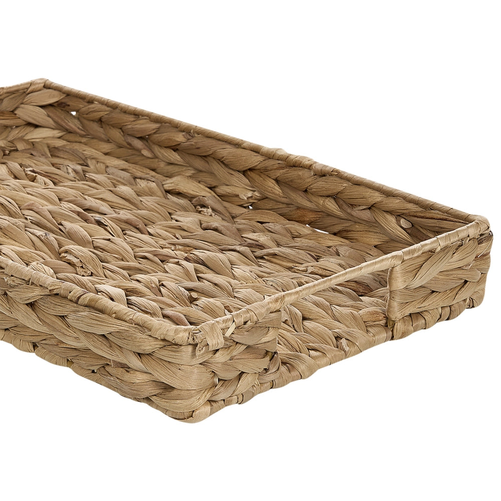 Set di 2 vassoi decorativi intrecciati in giacinto d'acqua chiaro accessorio per la casa stile boho