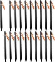 Haringe in lega d'alluminio nera, 20 pezzi con cordino per trekking e campeggio