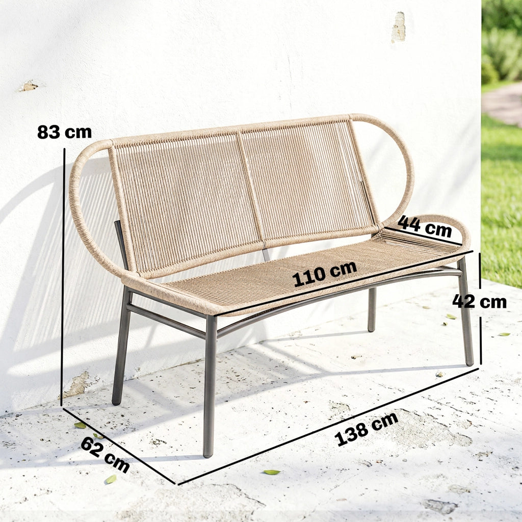 Panchina Giardino 2 Posti ¨C zephmum ¨C Resina Polyrattan Grigio Antracite