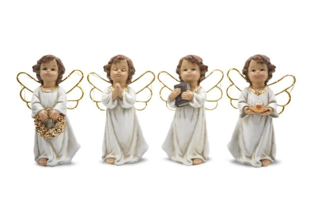 Decorazione Casa Natalizia Angelo in Resina con Luce 18 cm 4 Modelli