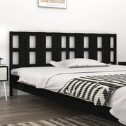Testiera per Letto-Testata-Testiera Decorativa Nera 205,5x4x100cm in Legno Massello di Pino 683425
