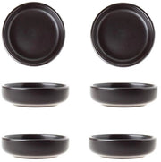 Set di 6 piatti ceramici a matita - Piatto multifunzionale in ceramica - Ideale per dips e snack - Set di 6 pezzi in colore nero