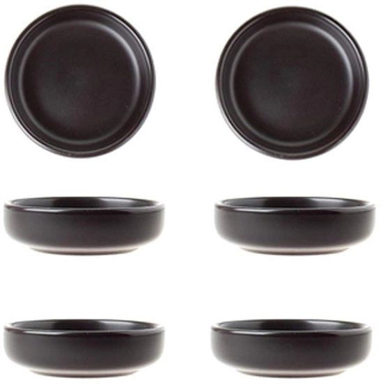 Set di 6 piatti ceramici a matita - Piatto multifunzionale in ceramica - Ideale per dips e snack - Set di 6 pezzi in colore nero