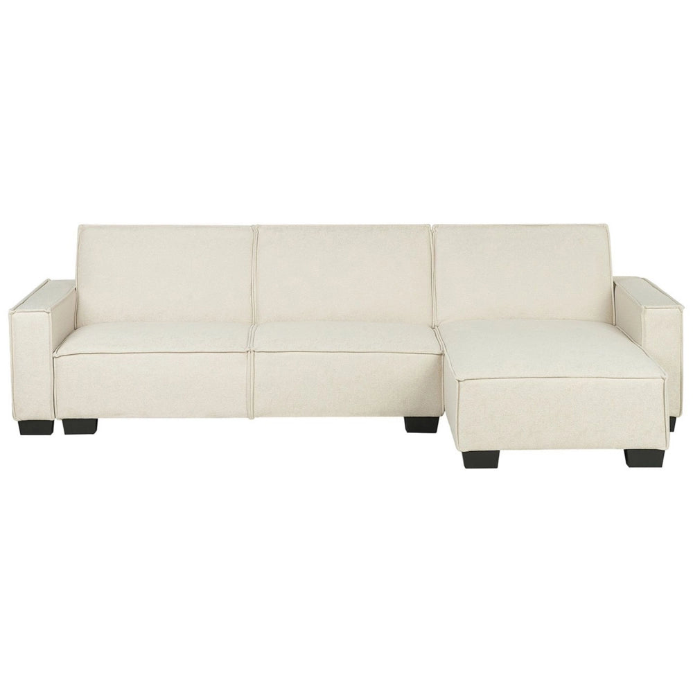 Divano letto ad angolo letto a L con rivestimento in tessuto grigio a 3 posti a versione sinistra
