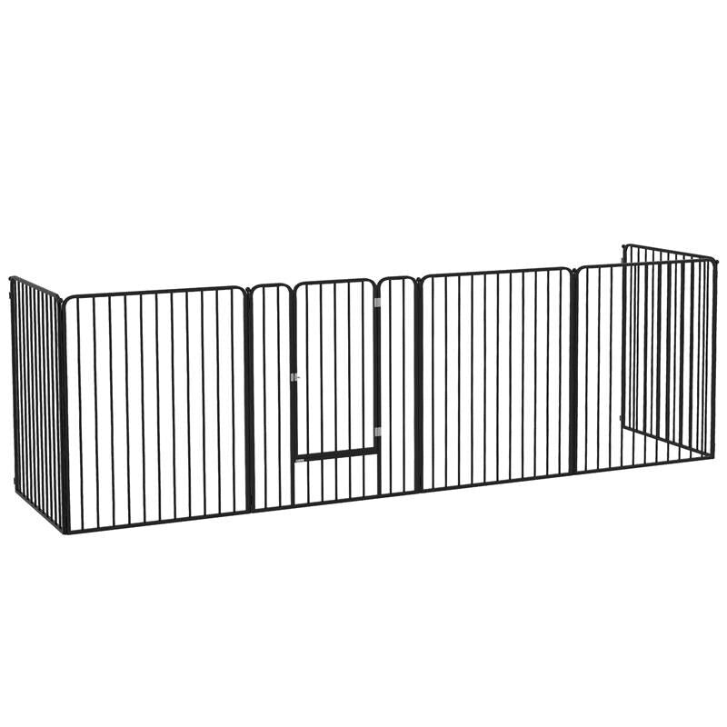 RECINTO PER CANI GRANDI A 6 PANNELLI MODULABILI IN ACCIAIO, 164X83X100 CM, NERO