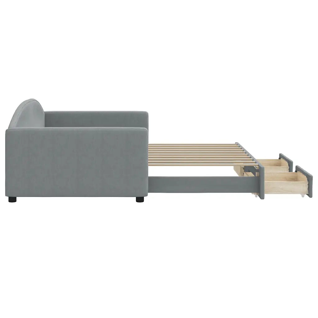 Divano Letto Estraibile Cassetti Grigio Chiaro 100x190 Tessuto 3197267