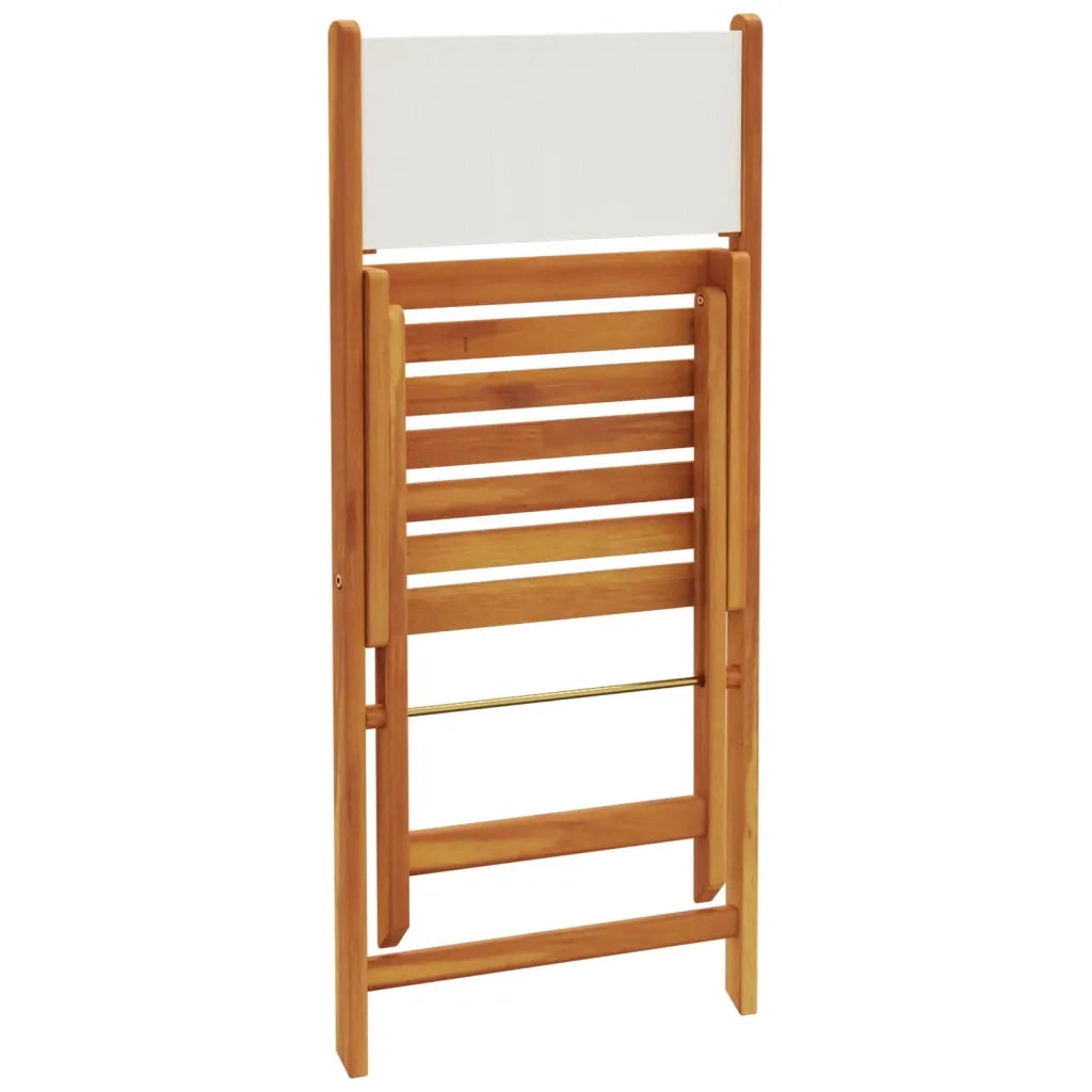 Sedie BistrÃ² 2pz Bianco Crema Legno Massello Acacia e Tessuto