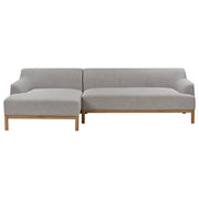 Divano angolare a destra Tessuto poliestere grigio Gambe di legno Soggiorno elegante
