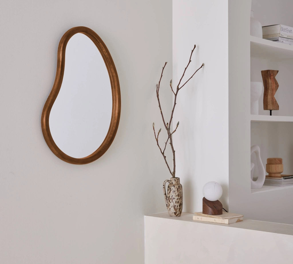Specchio organico in legno di abete, 65cm, marrone